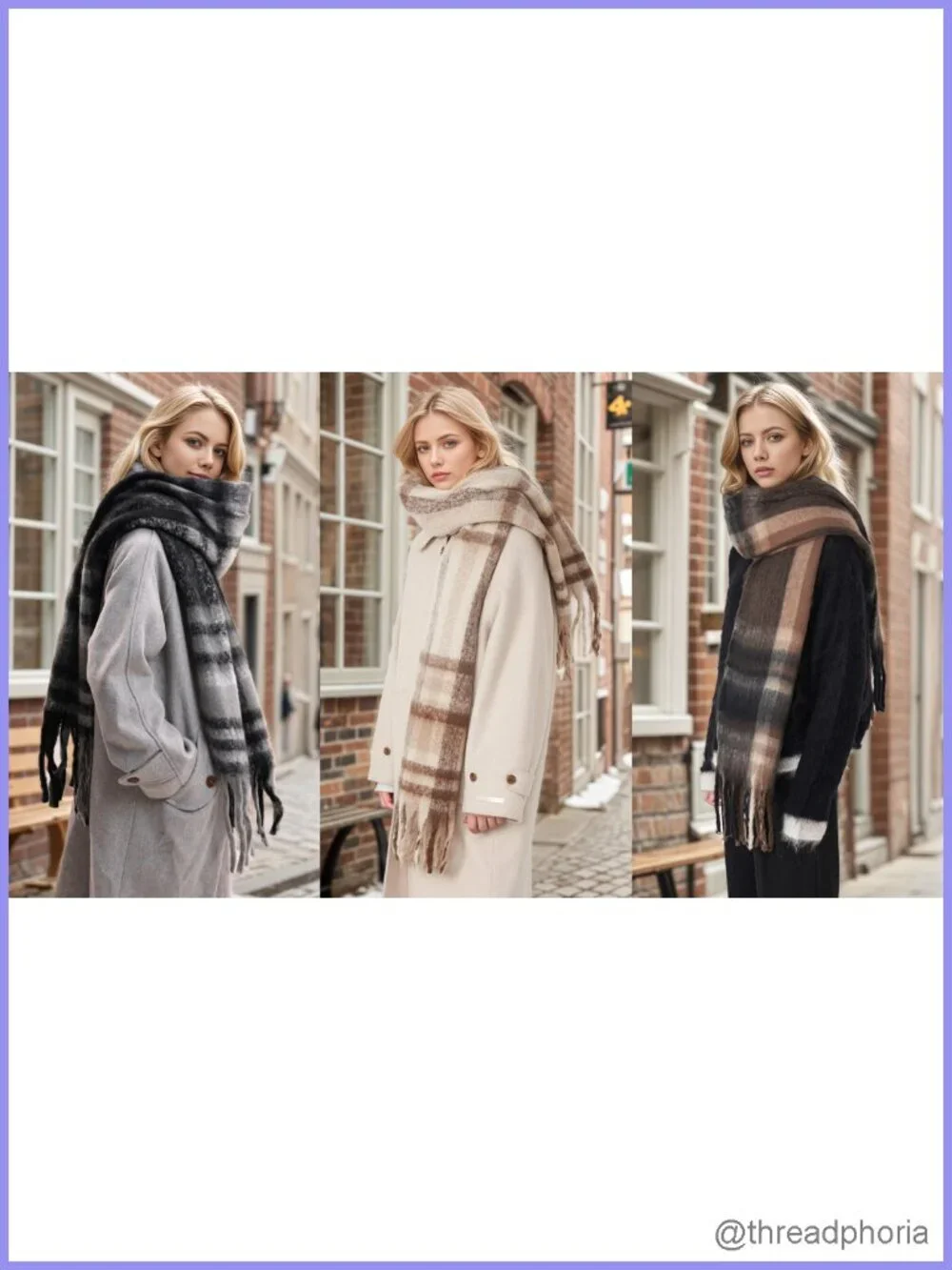 Women's Long Plaid Scarf Blanket Shawl Wrap Soft Winter Warm Pashmina
